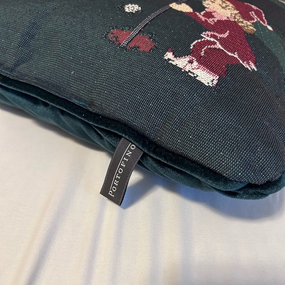 Portofino tapestry velvet holiday Festive Santa Golf Throw Pillow xmas decor - Picture 4 of 5